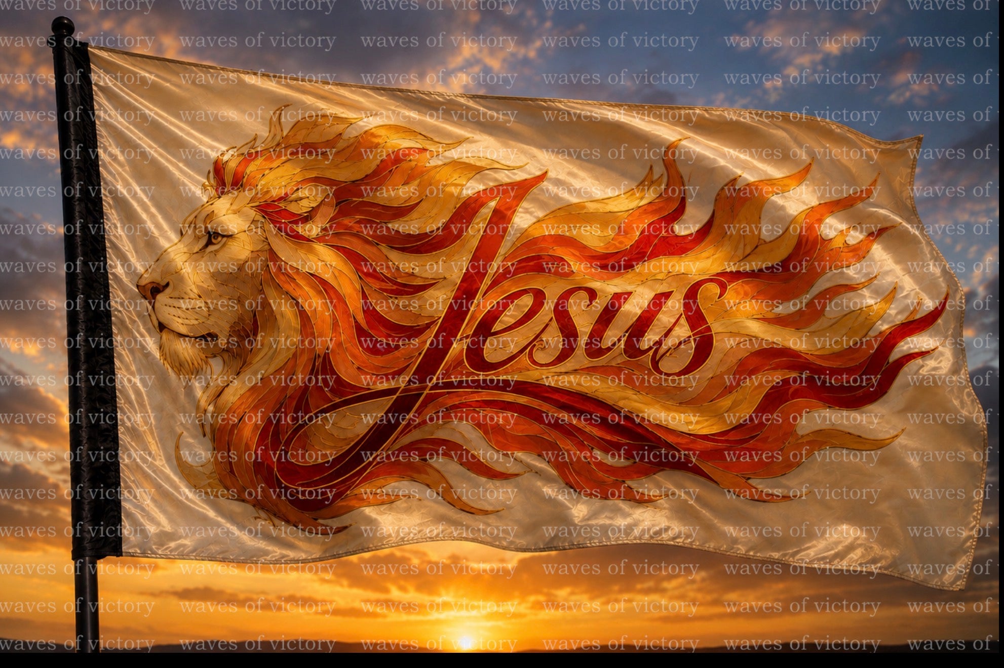 Lion of Judah JESUS Worship Flag Pattern | Christian Silk Painting Pattern | Printable Flag Template | Digital Download