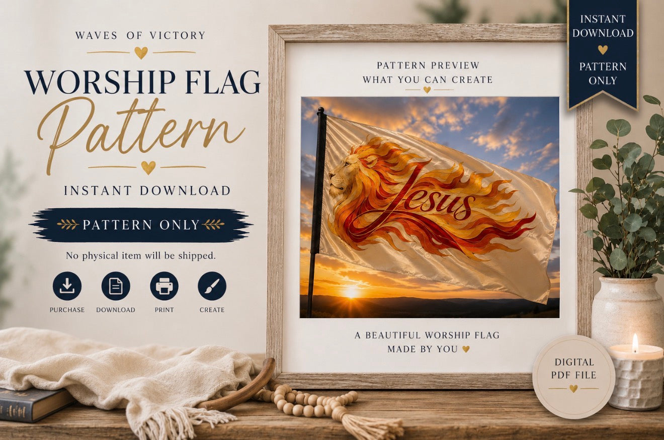 Lion of Judah JESUS Worship Flag Pattern | Christian Silk Painting Pattern | Printable Flag Template | Digital Download