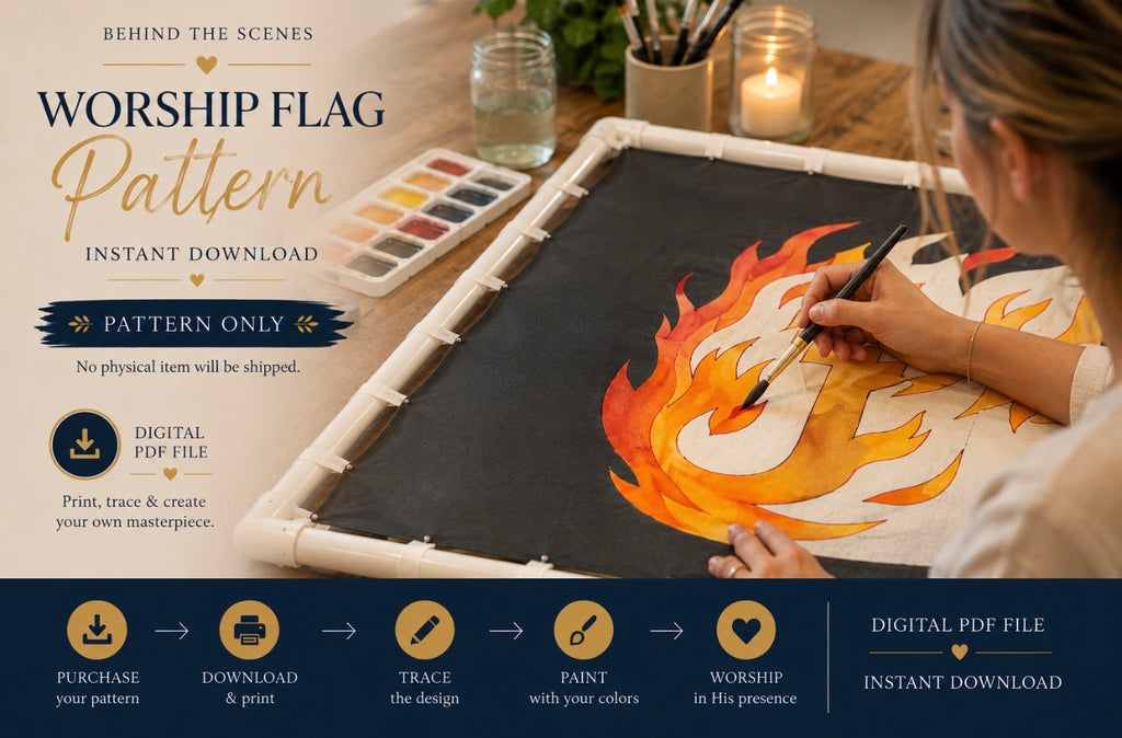 Lion of Judah JESUS Worship Flag Pattern | Christian Silk Painting Pattern | Printable Flag Template | Digital Download