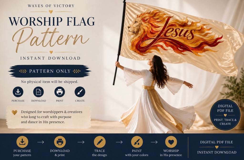 Lion of Judah JESUS Worship Flag Pattern | Christian Silk Painting Pattern | Printable Flag Template | Digital Download