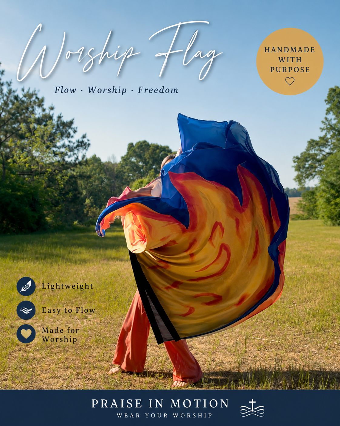 Refiner's Fire Double Layer 8mm Silk Worship Flags