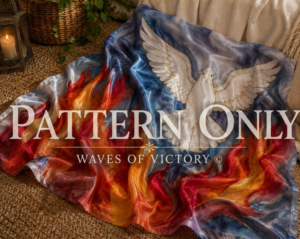 Holy Spirit Fire Worship Flag Pattern | Dove & Flame Christian Silk Painting Pattern | Printable Tracing Template | Instant Download