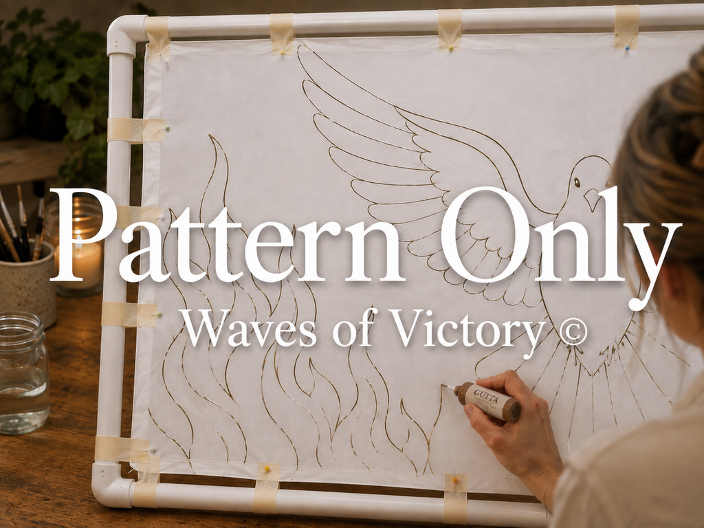 Holy Spirit Fire Worship Flag Pattern | Dove & Flame Christian Silk Painting Pattern | Printable Tracing Template | Instant Download