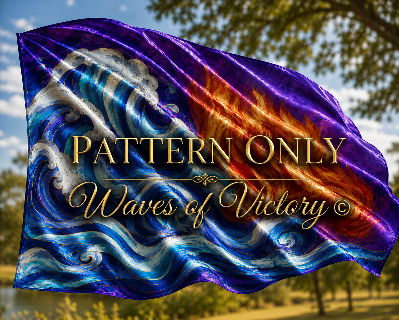 Fire & Water Worship Flag Pattern | Christian Worship Art | Silk Painting & Dyeing Pattern | Instant Digital Download